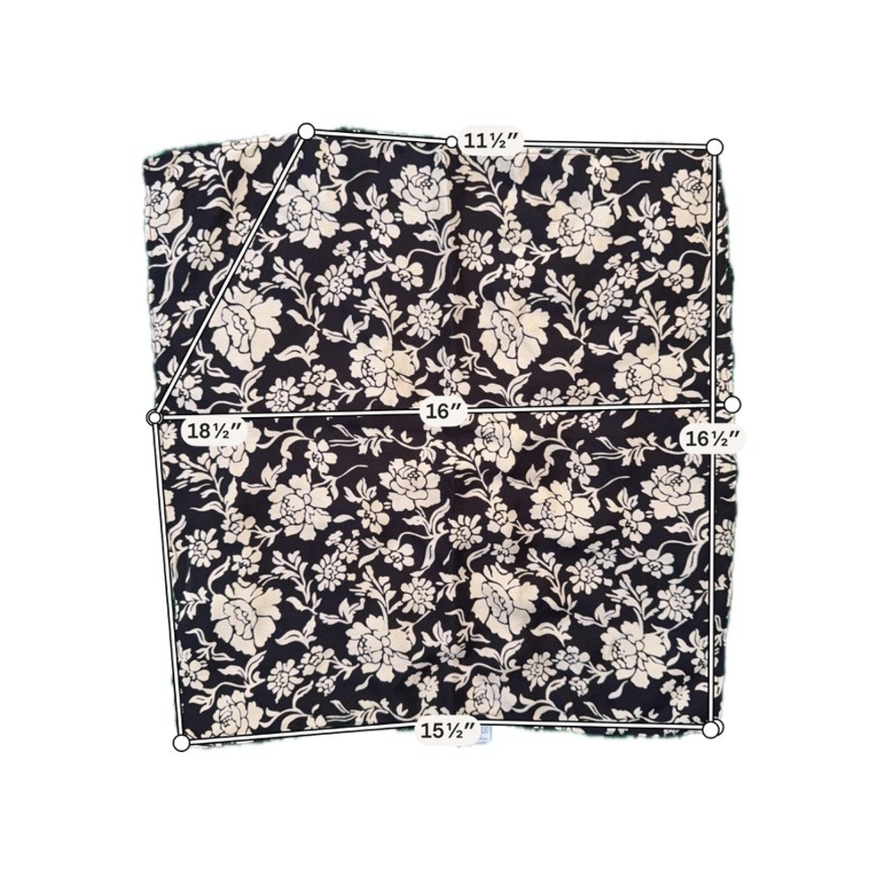 Royal Silk Pocket Square Unisex OS Black Excellent Floral Print 100% Silk